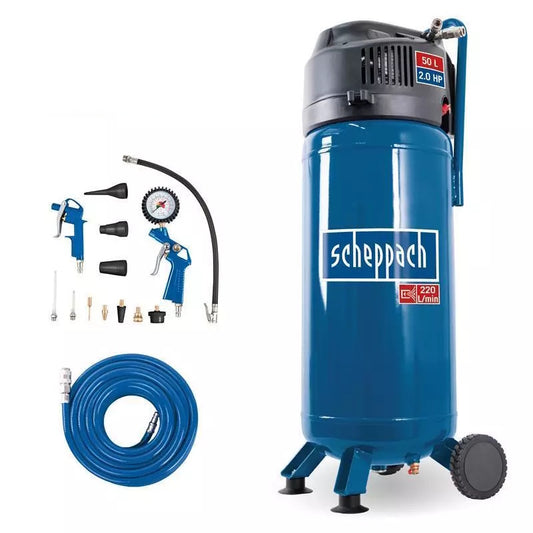 Scheppach HC51V air compressor – 50L, 10 bar, 2 HP, vertical