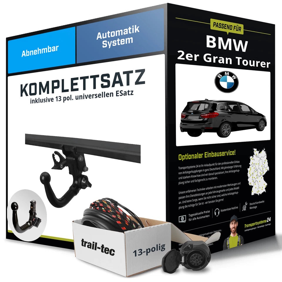 BMW 2er Gran Tourer F46 Komplettsatz Anhängerkupplung – abnehmbar inkl. 13-pol+eSatz (ab 07/2014)