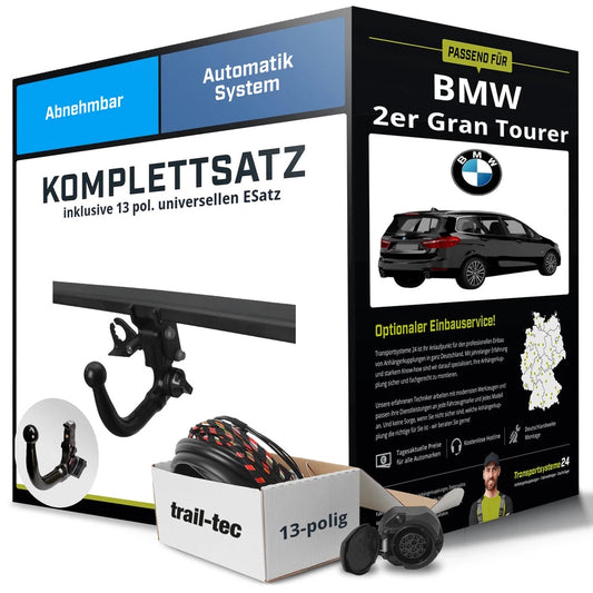 BMW 2 Series Gran Tourer F46 complete tow bar kit – detachable including 13-pin + electrical kit (from 07/2014)