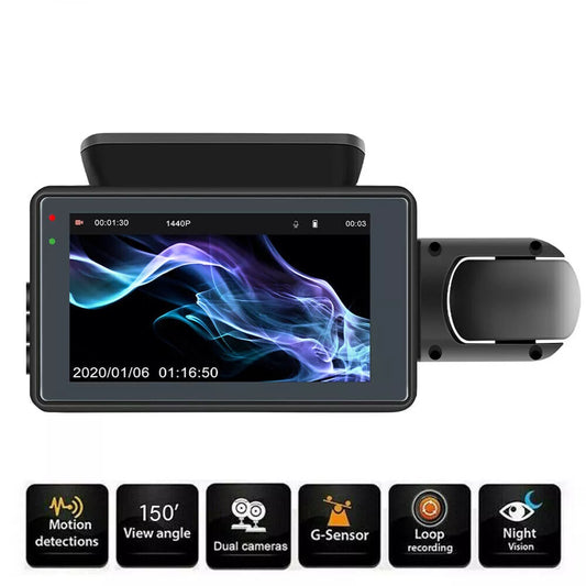 Car Camera Dual Lens with G-Sensor & Night Vision – 1080P HD Dashcam for Cars