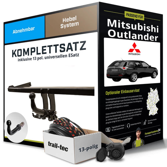 Mitsubishi Outlander II Anhängerkupplung abnehmbar + 13-pol E-Satz (2006–2012)