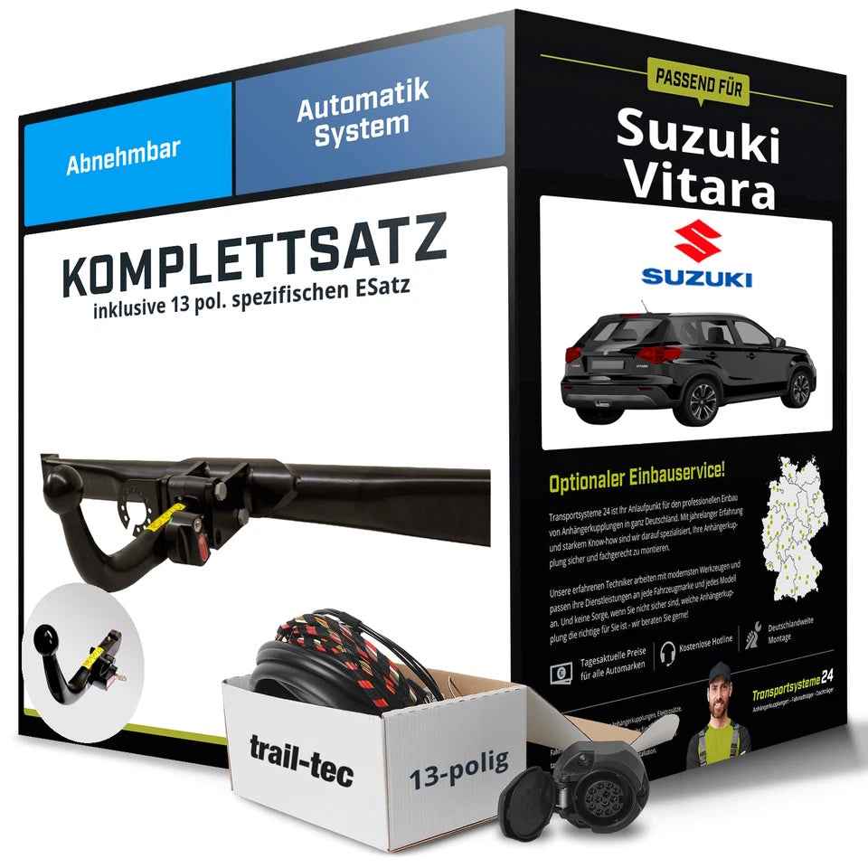 Suzuki Vitara Typ LY Komplettsatz Anhängerkupplun – abnehmbar inkl. 13-pol+eSatz (ab 10/2018)