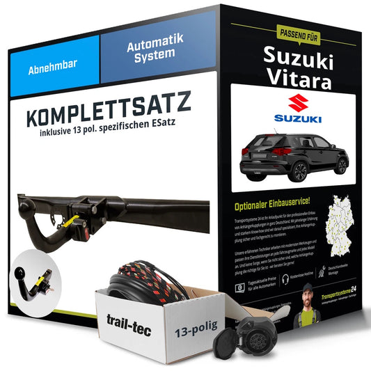Suzuki Vitara Type LY complete tow bar kit – removable including 13-pin + electrical kit (from 10/2018)