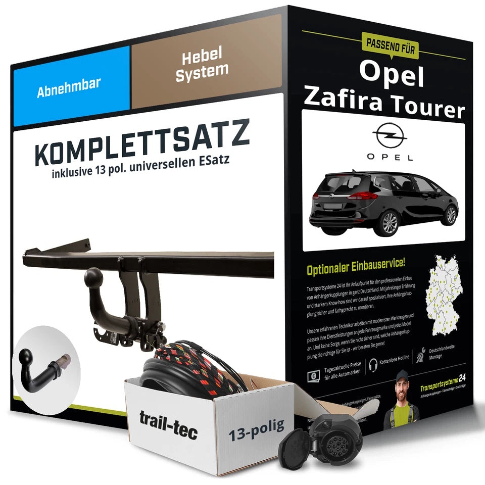 Opel Zafira Tourer C Anhängerkupplung abnehmbar + 13-pol E-Satz (2011–2019)