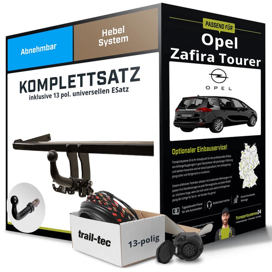 Opel Zafira Tourer C detachable tow bar + 13-pin electrical kit (2011–2019)