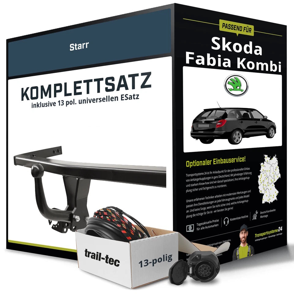 SKODA Fabia Kombi II Typ 5J Anhängerkupplung starr + 13-pol E-Satz (2007–2010)
