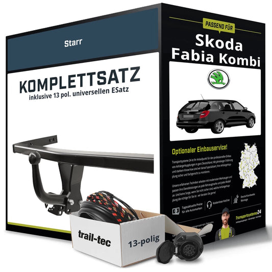 SKODA Fabia Estate II Type 5J rigid tow bar + 13-pin electrical kit (2007–2010)