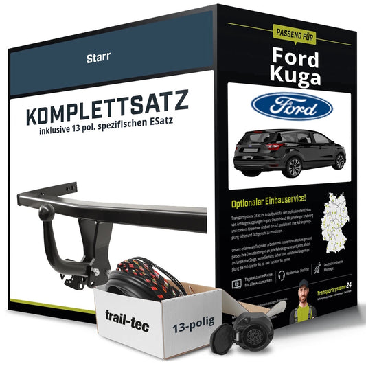 Ford Kuga II Type DM2 rigid tow bar + 13-pin electrical kit (05/2012–06/2019) – complete set