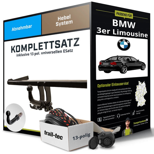 BMW 3 Series Sedan E90 detachable tow bar + 13-pin electrical kit (2005–2012)