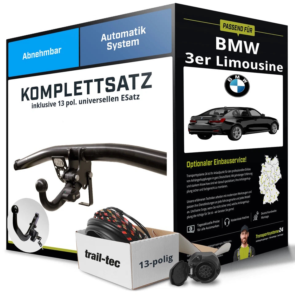 BMW 3er F30 Limousine Komplettsatz Anhängerkupplung– abnehmbar inkl. 13-pol +eSatz (11/2011–02/2014)