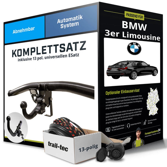 BMW 3 Series F30 Sedan complete tow bar kit – detachable including 13-pin + electrical kit (11/2011–02/2014)