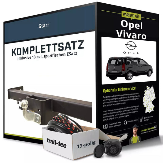 Opel Vivaro B Type X82 rigid tow bar + 13-pin electrical kit (2014–2019) – complete set