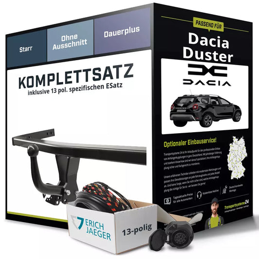 Dacia Duster II Type HM rigid tow bar + 13-pin electrical kit (from 2017) – complete set