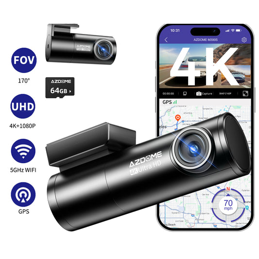 AZDOME M300S Dashcam 4K – Car Camera Front & Rear with App & Wi-Fi