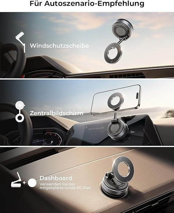 Magnetische Handyhalterung Auto – Vakuum Saugnapf 2025 für Armaturenbrett & Windschutzscheibe