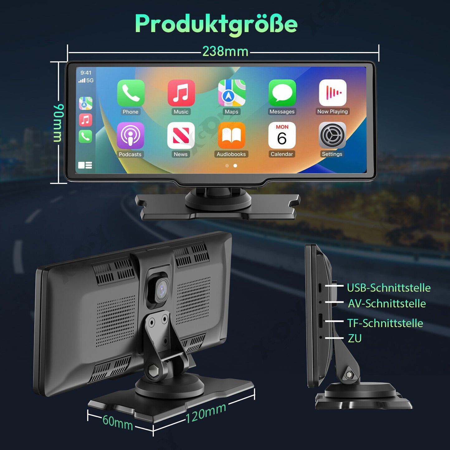 Dashcam 10,26" 4K Monitor – mit CarPlay, Rückfahrkamera & Touchscreen