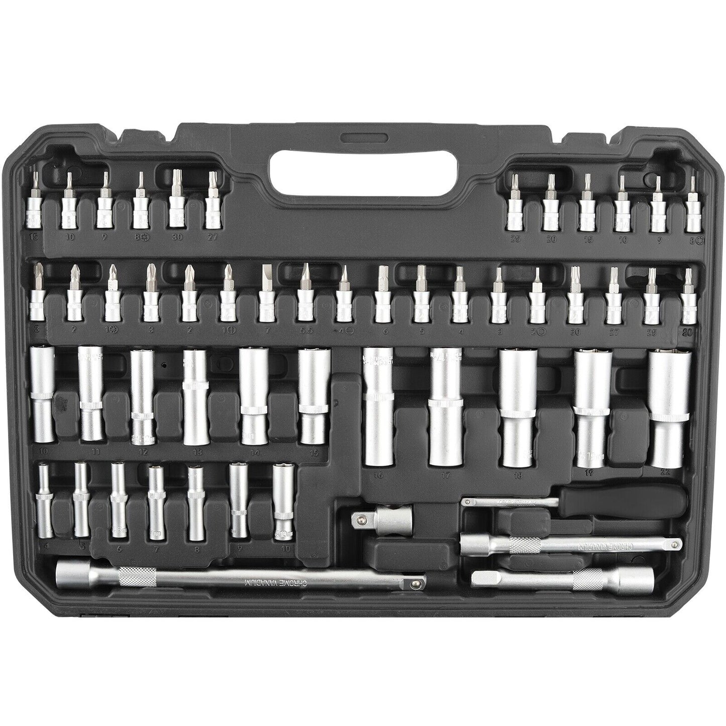 TECPO Steckschlüssel Satz 192-tlg – 1/4", 3/8", 1/2" Ratschenset mit Knarren & Nüssen