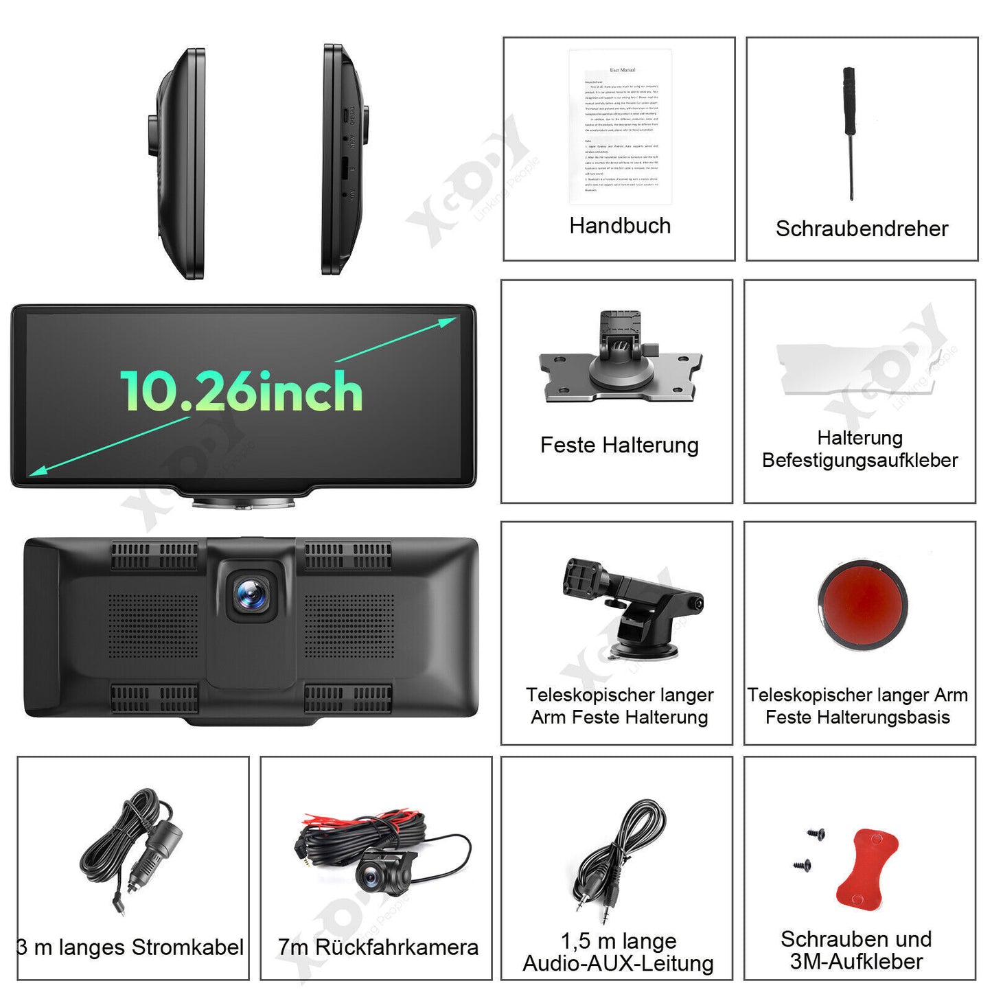 Dashcam 10,26" 4K Monitor – mit CarPlay, Rückfahrkamera & Touchscreen