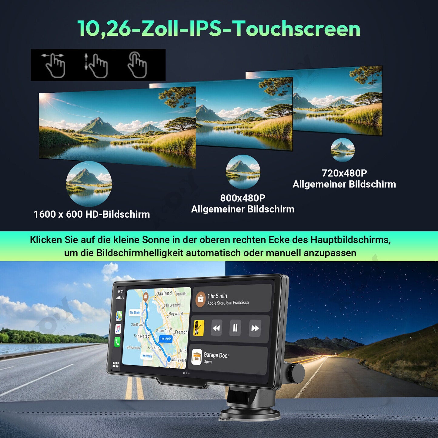 Dashcam 10,26" 4K Monitor – mit CarPlay, Rückfahrkamera & Touchscreen