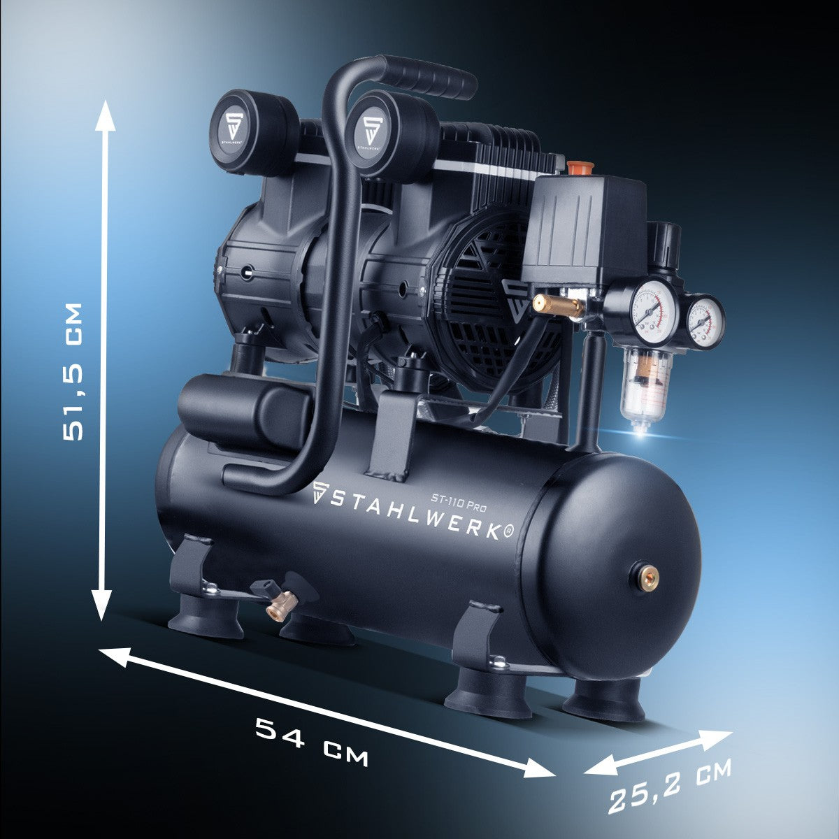 STAHLWERK Kompressor – 10 bar, 2,1 PS, 1,6 kW, 210 l/min Druckluftkompressor