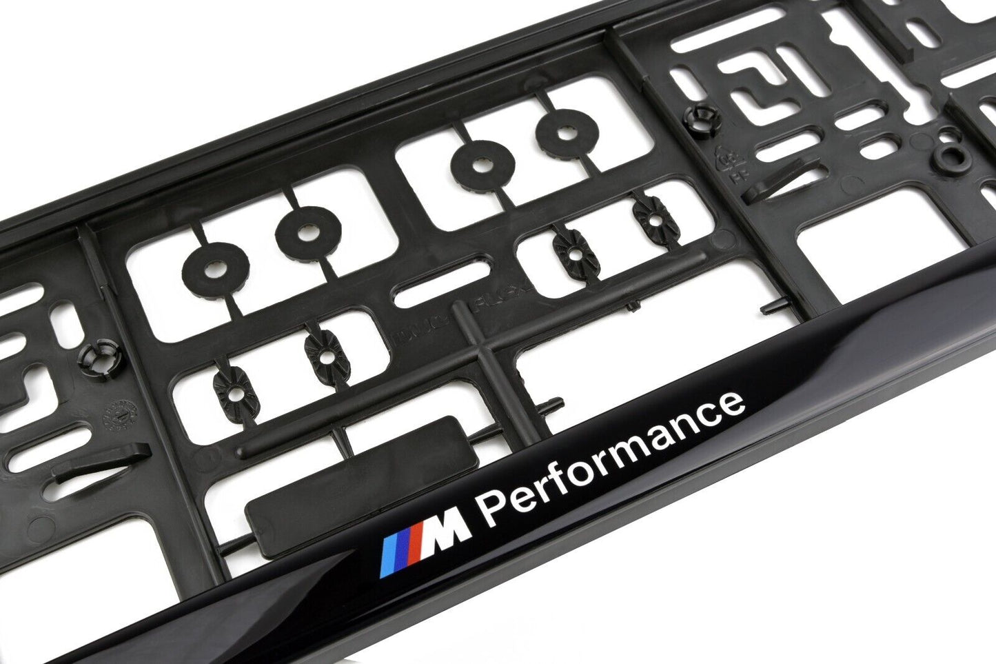 2x BMW Performance Nummernschildhalter – Schwarz mit Doming