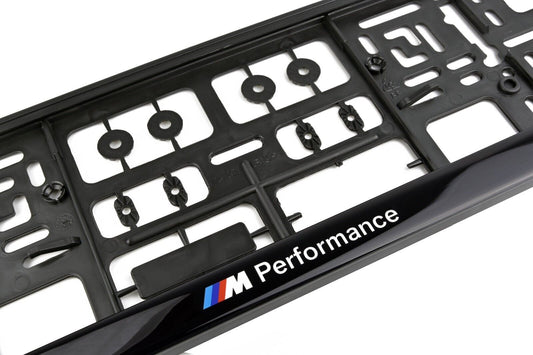 2x BMW Performance license plate holder – Black with doming