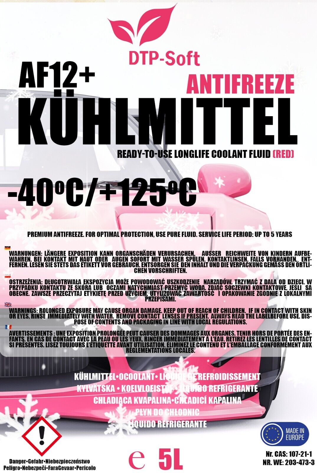 5L Kühlmittel Rot G12+ – Frostschutz AF12+ bis -40°C für alle Fahrzeuge