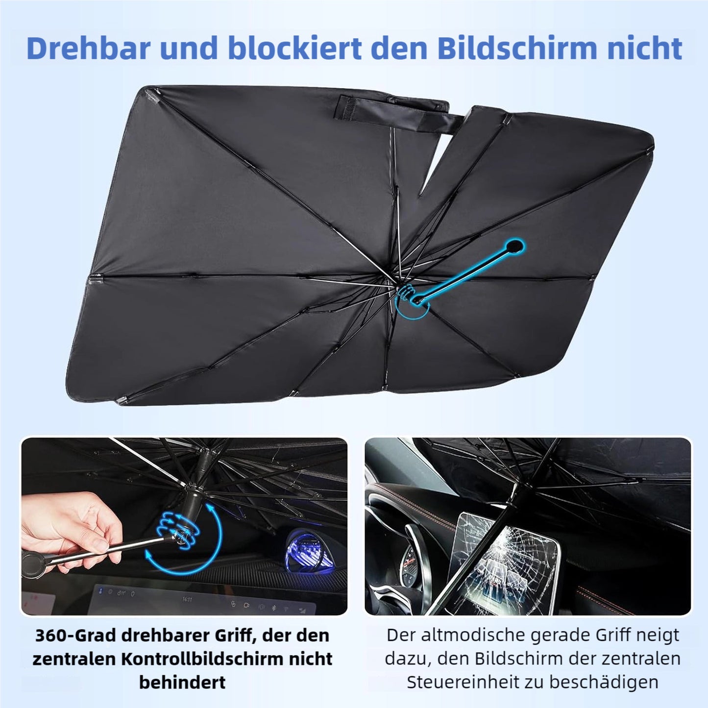 Auto Sonnenblende Frontscheibe 135x79 cm – Faltbar mit UV Schutz