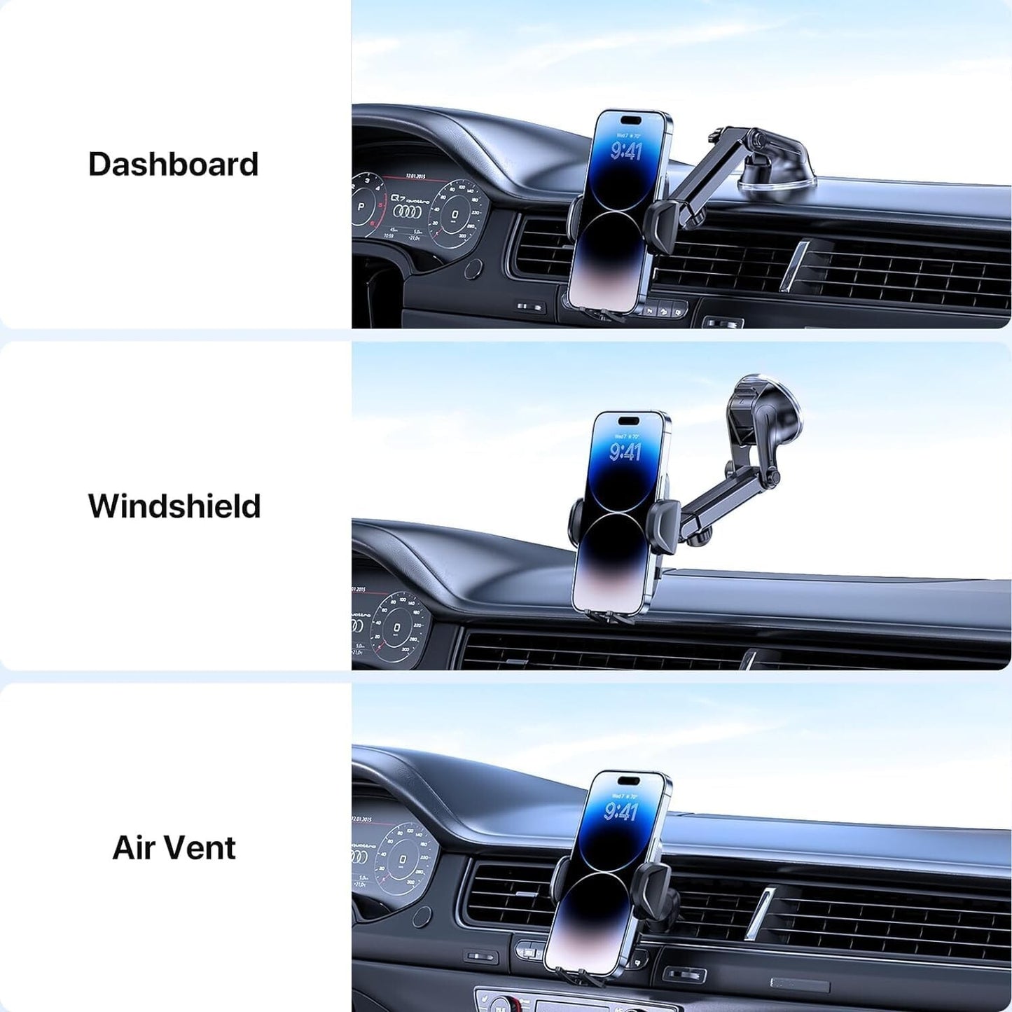 Handyhalterung Auto mit Saugnapf – 360° Halter fürs Armaturenbrett & Scheibe