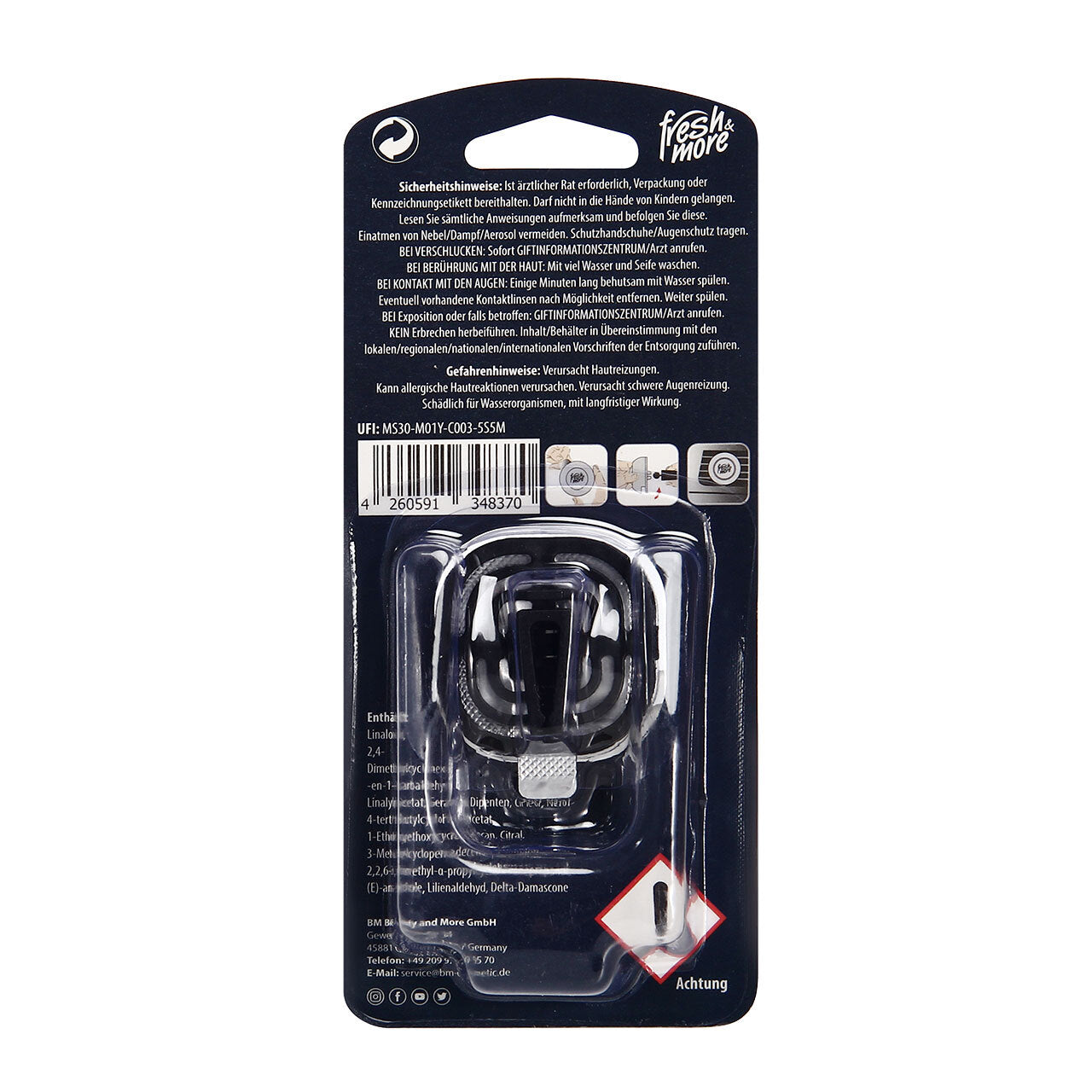 Fresh & More Auto-Lufterfrischer Clips – Duftaustwahl (3er Pack) 4ml