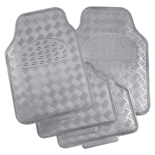 Universal car floor mats 4-piece – checker plate design, anthracite