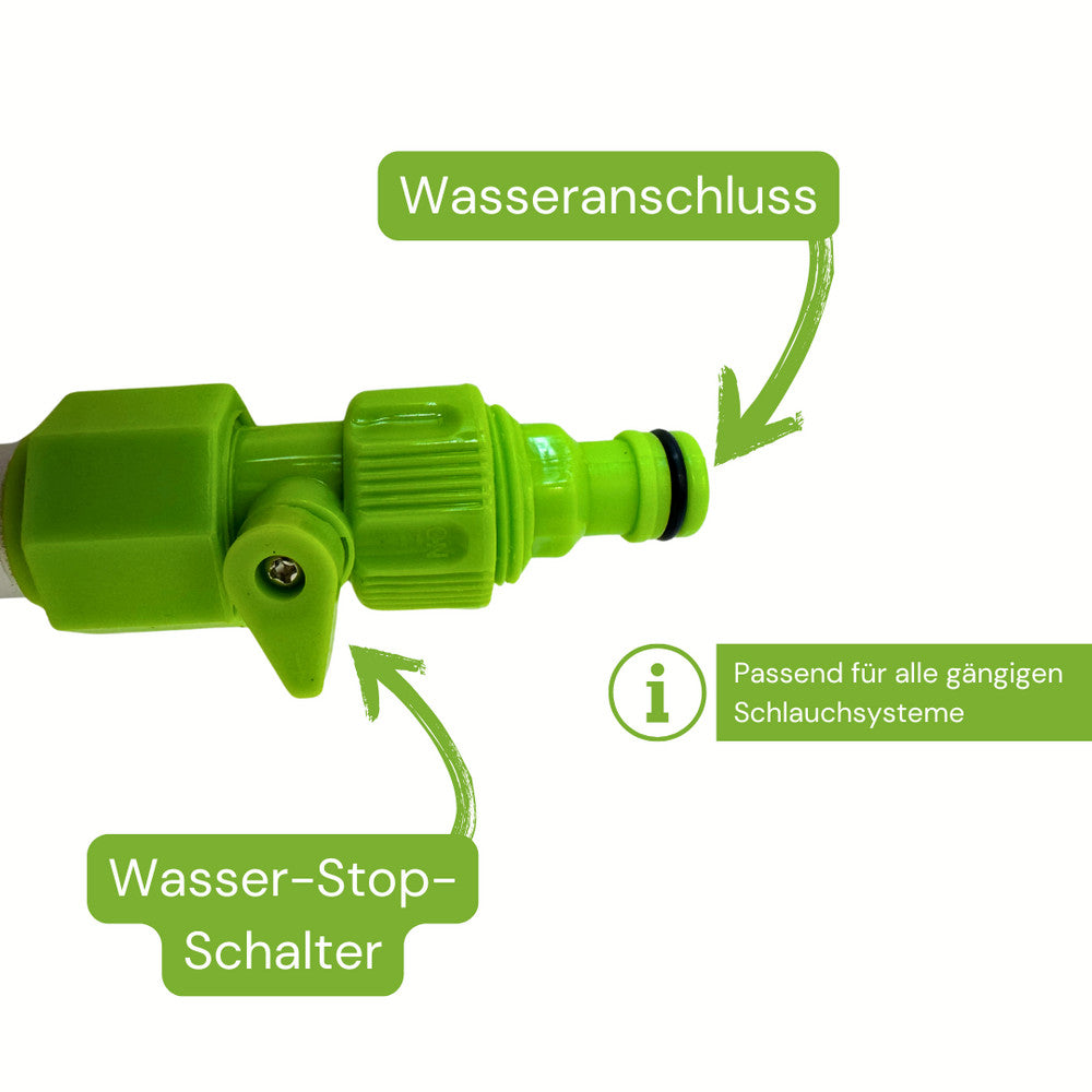 Teleskop Waschbürste 1,60 m mit Wasseranschluss – Auto, Wohnmobil & Fenster