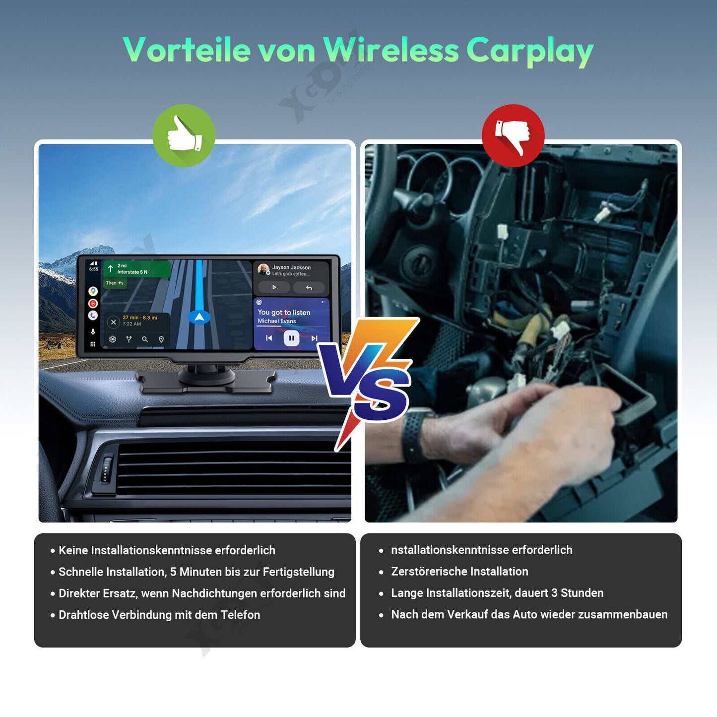 Dashcam 10,26" 4K Monitor – mit CarPlay, Rückfahrkamera & Touchscreen