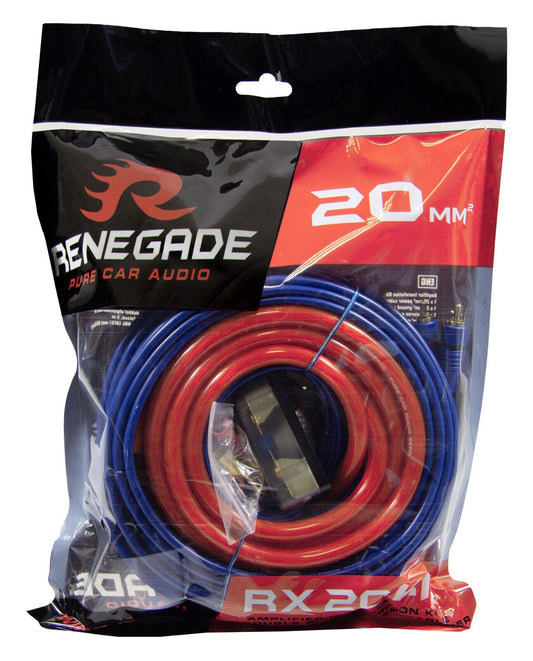Renegade RX20Kit 20mm² – Car power cable set with fuse & RCA cable for power amplifier