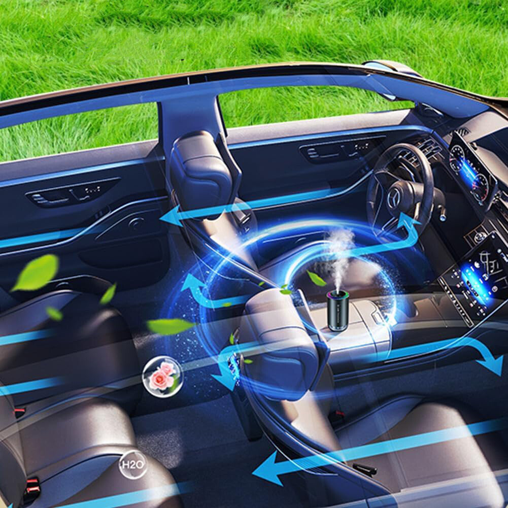 Auto Lufterfrischer mit Duftöl – Ultraschall Aroma Diffusor mit LED & USB