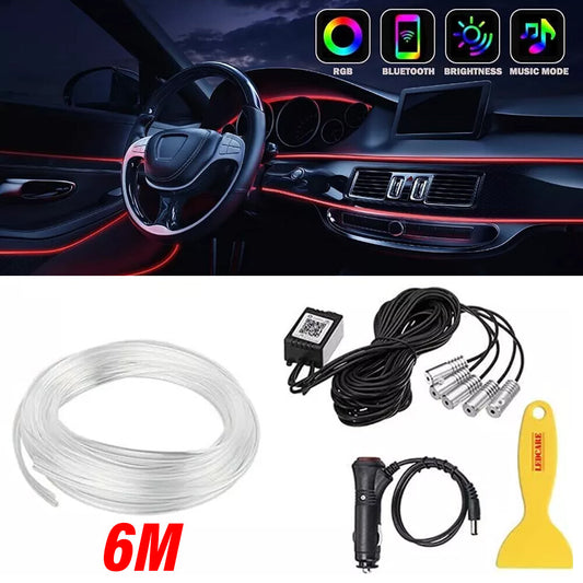 Oświetlenie samochodowe LED 6M – listwa świetlna RGB z aplikacją i trybem dźwiękowym