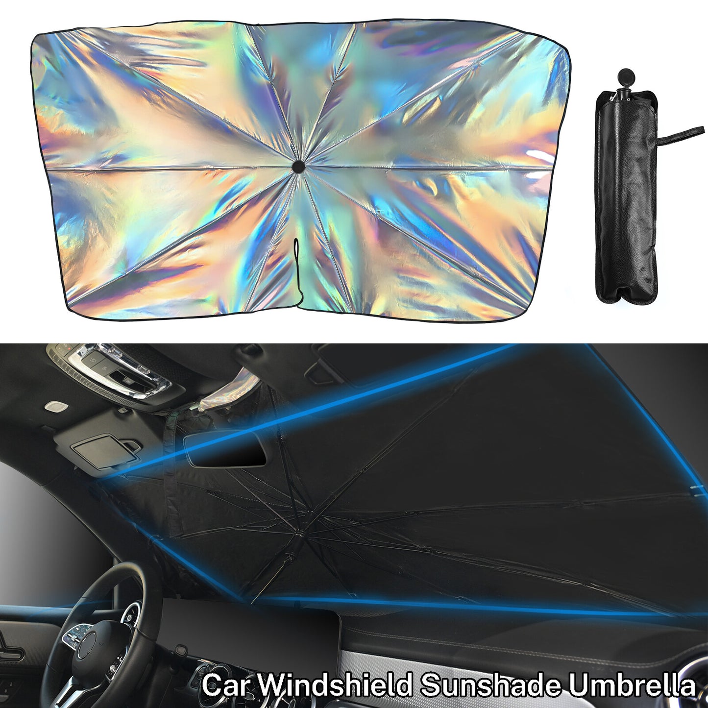 Auto Sonnenblende Frontscheibe 135x79 cm – Faltbar mit UV Schutz