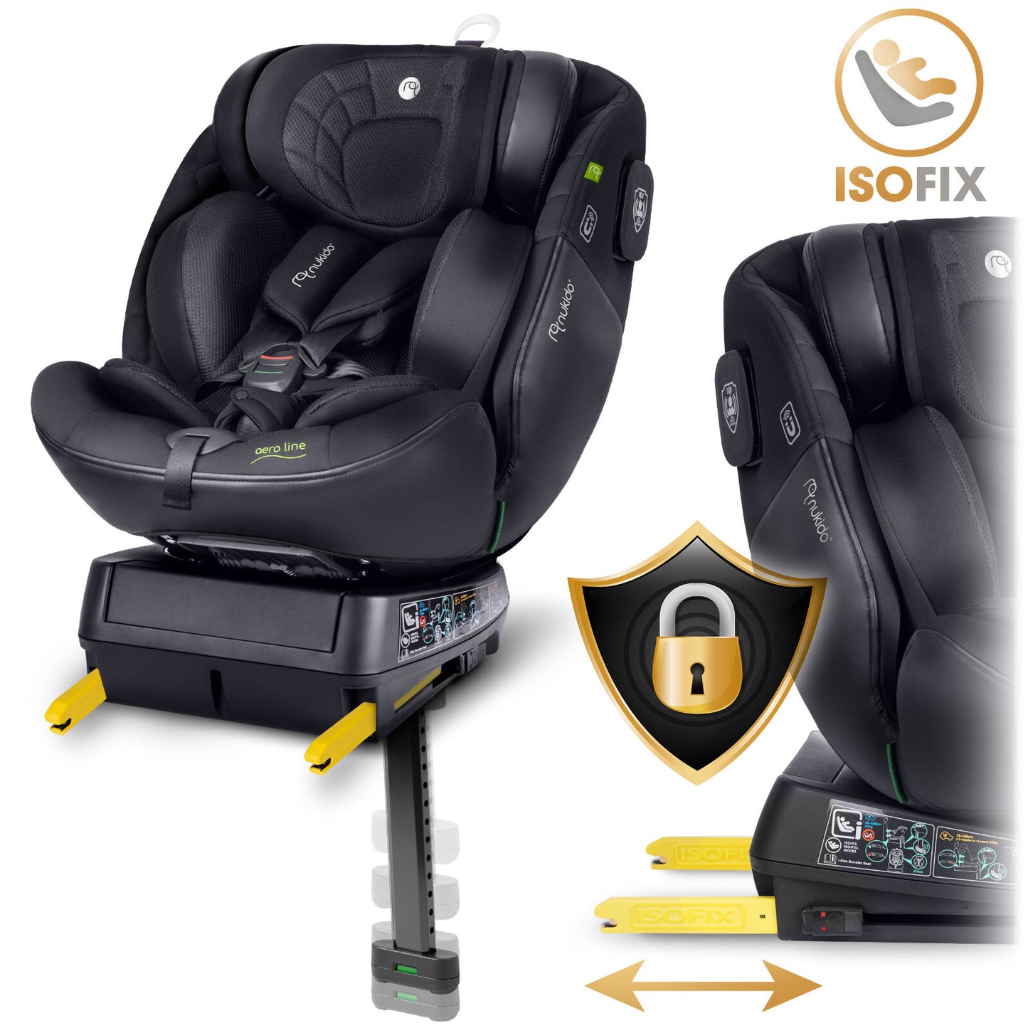 NUKIDO 360° rotating car seat with ISOFIX & footrest – Group 0–II