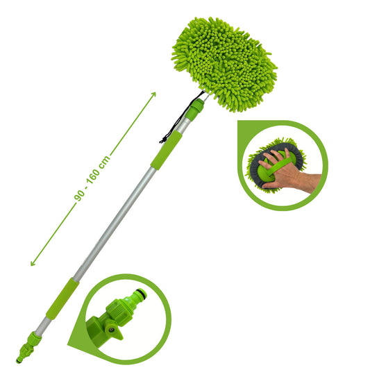 Telescopic washing brush 1.60 m with water connection – car, motorhome & window
