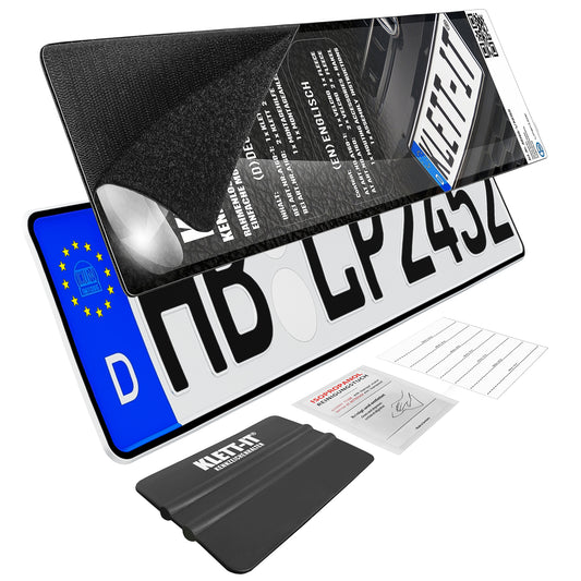 2x Velcro license plate holder – frameless, license plate holder without drilling, 52x11 cm