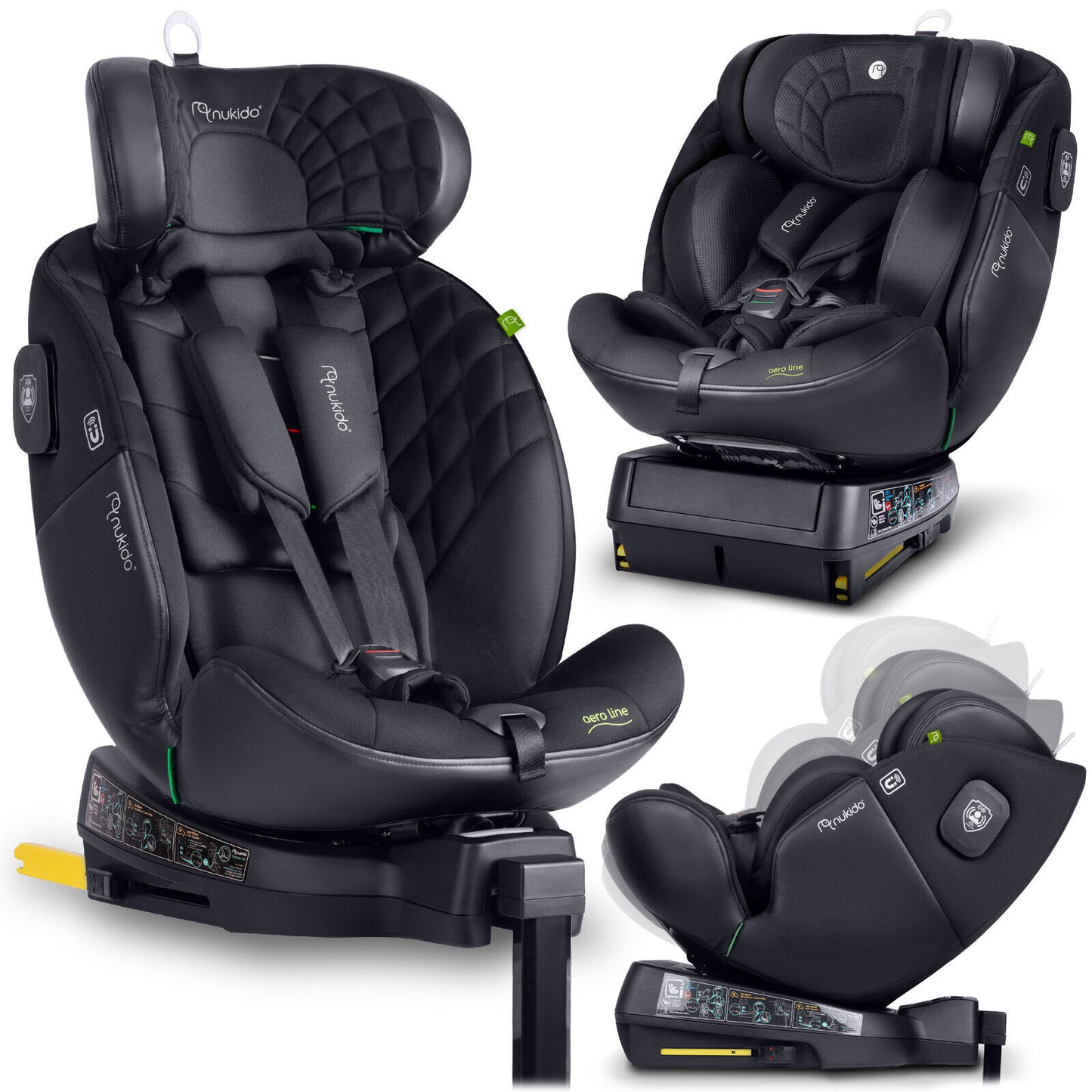 NUKIDO 360° rotating car seat with ISOFIX & footrest – Group 0–II