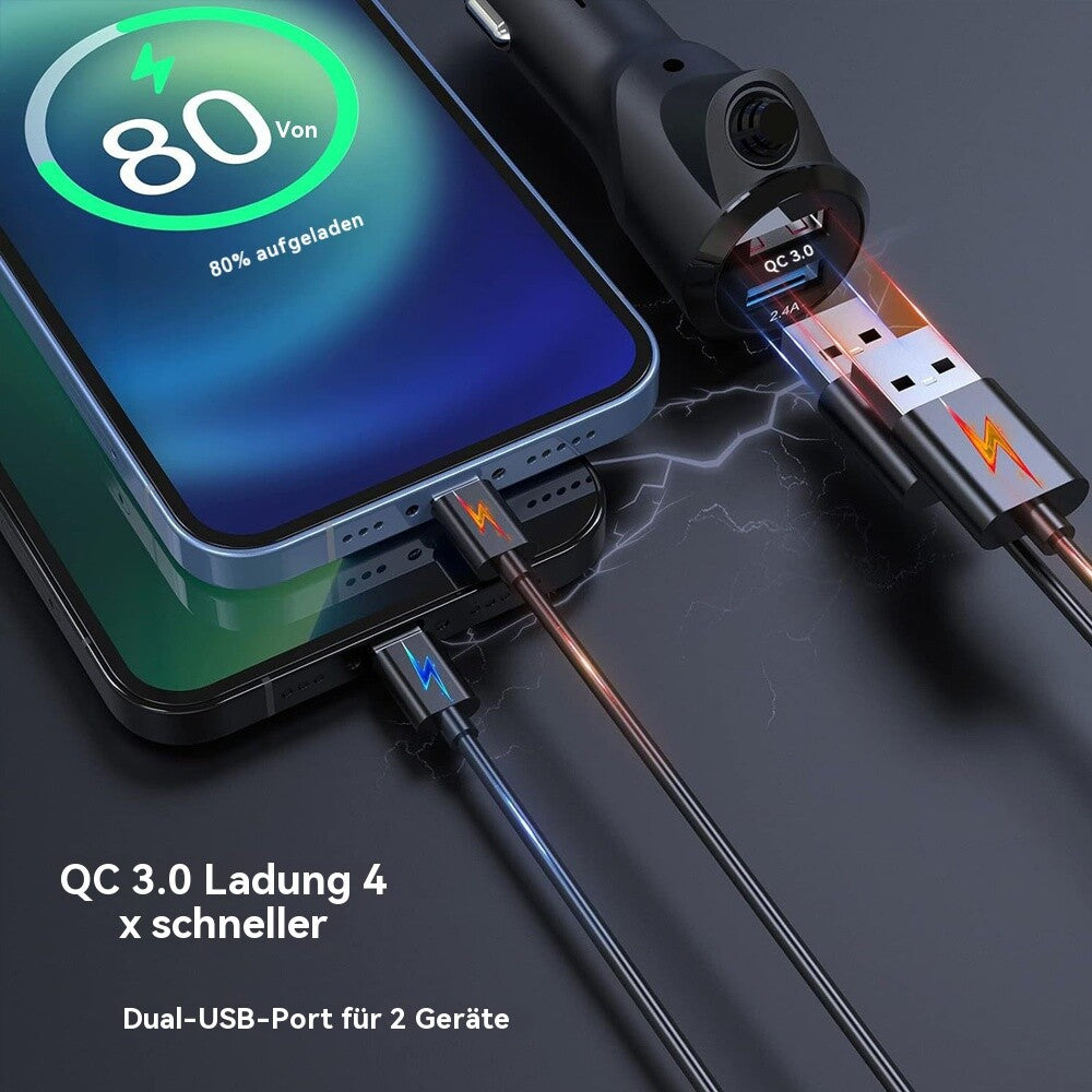 Bluetooth 5.0 Auto FM Transmitter – mit QC3.0 USB, LED & Freisprechanlage
