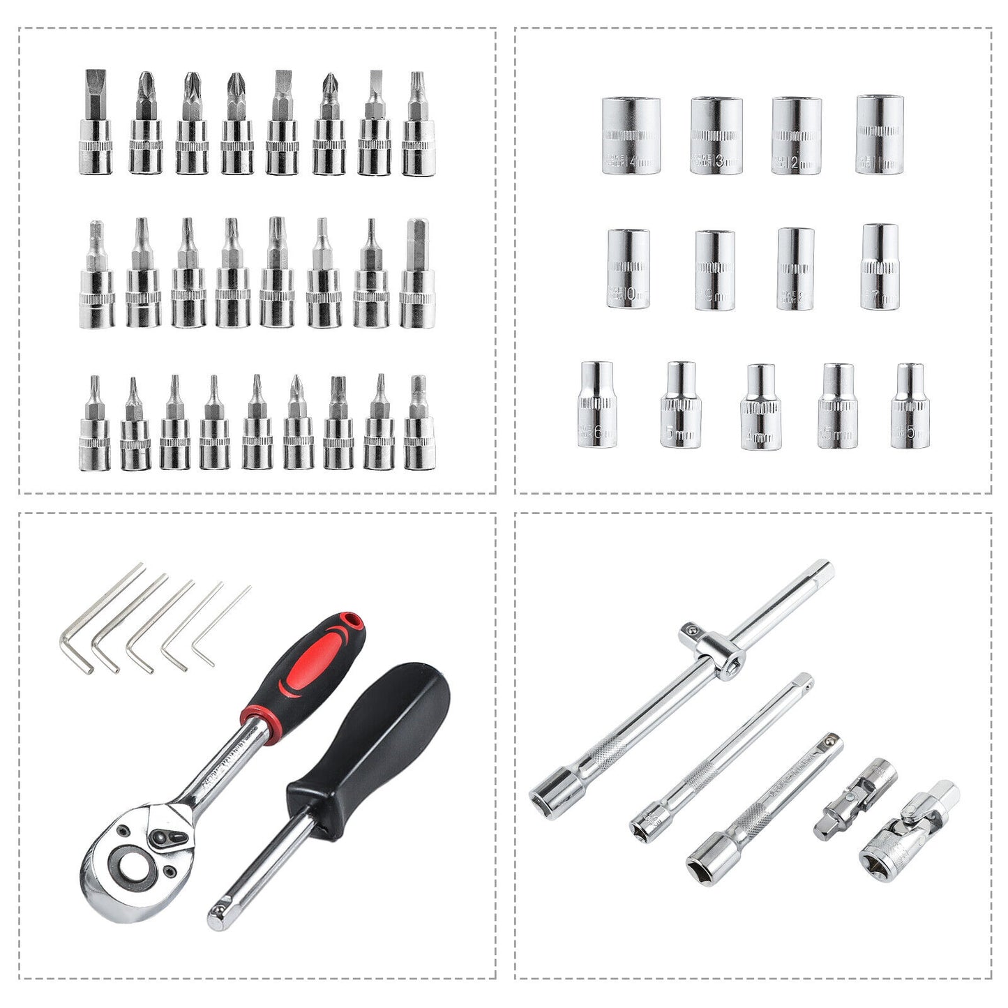 Steckschlüssel Satz 172-tlg – Knarrenkasten Set 1/4", 3/8", 1/2" mit Koffer