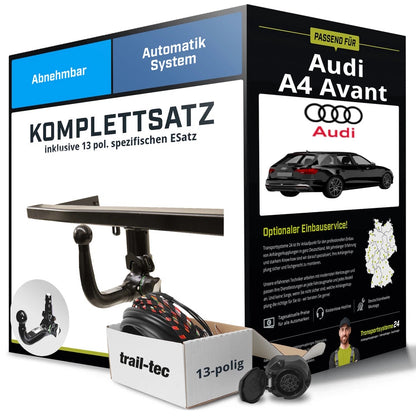 Audi A4 Avant Typ 8W5, B9 Abnehmbare Anhängerkupplung + 13pol E-Satz (ab 2015) – Komplettset