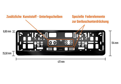 2x Kennzeichenhalter kurz 46cm Schwarz Hochglanz – Nummernschild Halterung 460mm