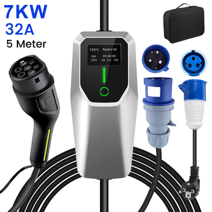 11/22kW 16/32A Type 2 Mobile Wallbox – EV charger &amp; charging cable, heavy current CEE