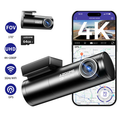 AZDOME M300S Dashcam 4K – Auto Kamera vorne & hinten mit App & WLAN