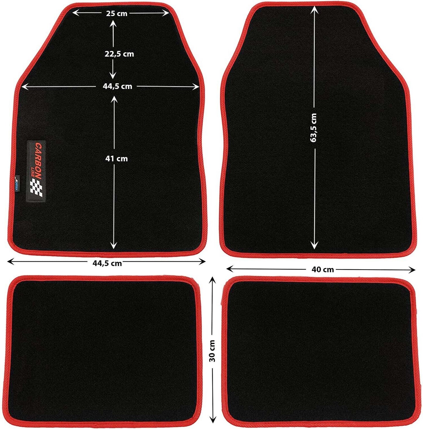 PETEX Autoteppich „Carbon“ – Universal Fußmatten Set, 4-teilig, in 9 Farben