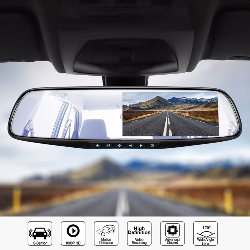 4.3" FHD 1080P Spiegel Dashcam mit Dual Lens & Rückfahrkamera – Auto DVR Recorder