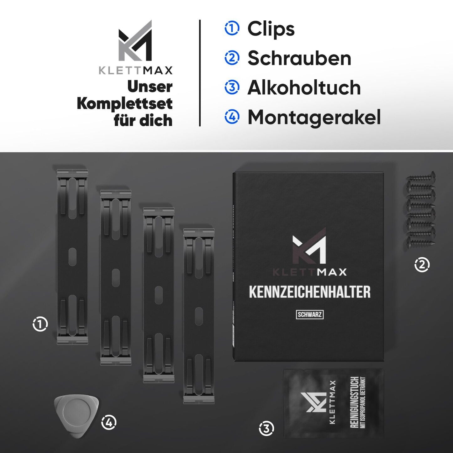 KLETTMAX® 3D Kennzeichenhalter – Speziell für 3D Kennzeichen, Rahmenlos, Ohne Bohren
